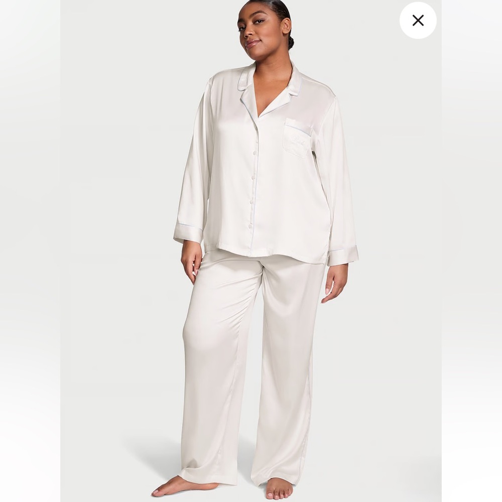 VICTORIA'S SECRET Bridal Satin Long Pajama Set size XS short